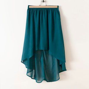 Sheer Teal High Low Skirt